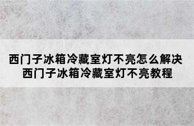 西门子冰箱冷藏室灯不亮怎么解决 西门子冰箱冷藏室灯不亮教程